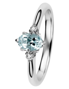 Kohinoor Rosa timantti-akvamariinisormus 033-260V-04A