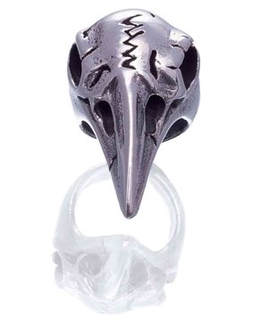 Northern Viking Jewelry Silver Raven Skull partakoru NVJHE022