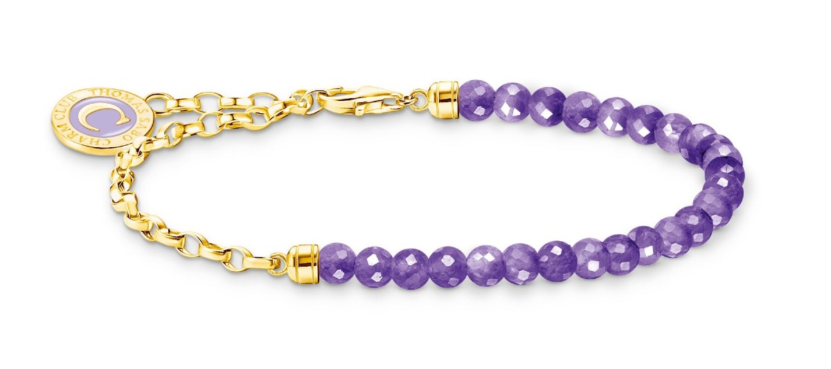 Thomas Sabo Charm Club Charmista purple beads yellow-gold plated rannekoru A2130-427-13