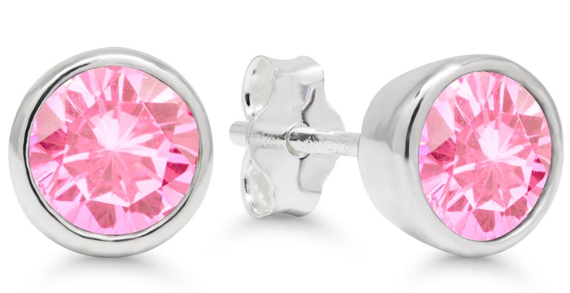 Hopea vaaleanpunainen zirkonia korvakorut 6mm AE-32514Zpink