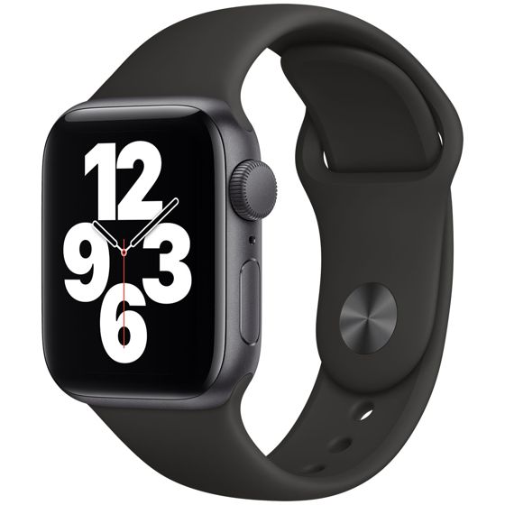 Apple Watch SE GPS tähtiharmaa alumiinikuori 40 mm musta urheiluranneke MYDP2KS/A