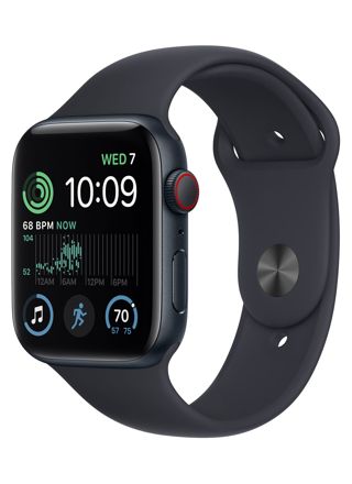 Apple Watch SE GPS + Cellular keskiyönsininen alumiinikuori 44 mm keskiyö urheiluranneke MNPY3KS/A