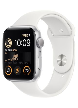 Apple Watch SE GPS hopeanvärinen alumiinikuori 44 mm valkoinen urheiluranneke MNK23KS/A