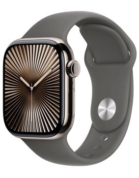 Apple Watch Series 10 GPS + Cellular 42mm Natural Titanium Case with Stone Grey Sport Band MWXD3QN/A