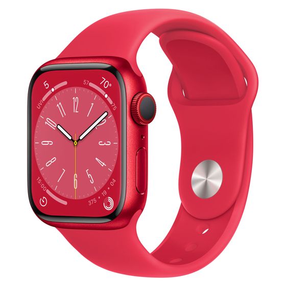 Apple Watch Series 8 GPS + Cellular (PRODUCT)RED alumiinikuori 45 mm (PRODUCT)RED urheiluranneke MNKA3KS/A