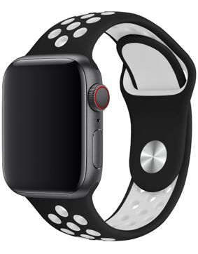 Tiera Apple Watch silikoniranneke musta/valkoinen