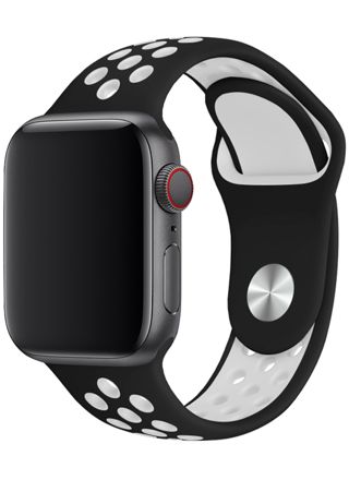 Tiera Apple Watch silikoniranneke musta/valkoinen