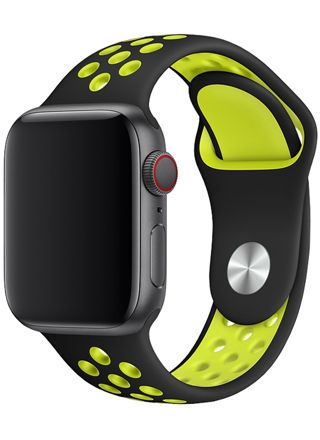 Tiera Apple Watch silikoniranneke musta/vihreä