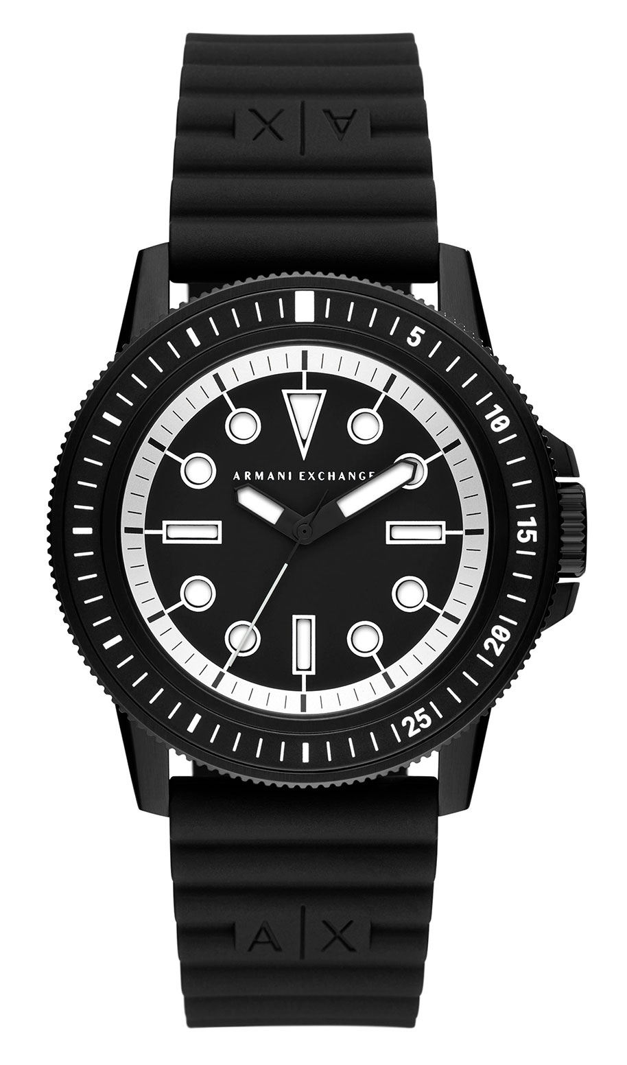 Armani Exchange Leonardo Three-Hand Black Silicone Watch AX1852