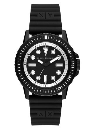 Armani Exchange Leonardo Three-Hand Black Silicone Watch AX1852