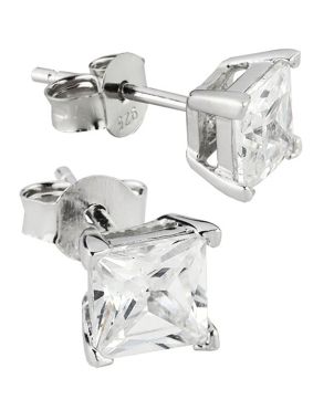 Silver Bar nelikulmaiset zirkoniakorvakorut kirkas 4x4 mm 3468
