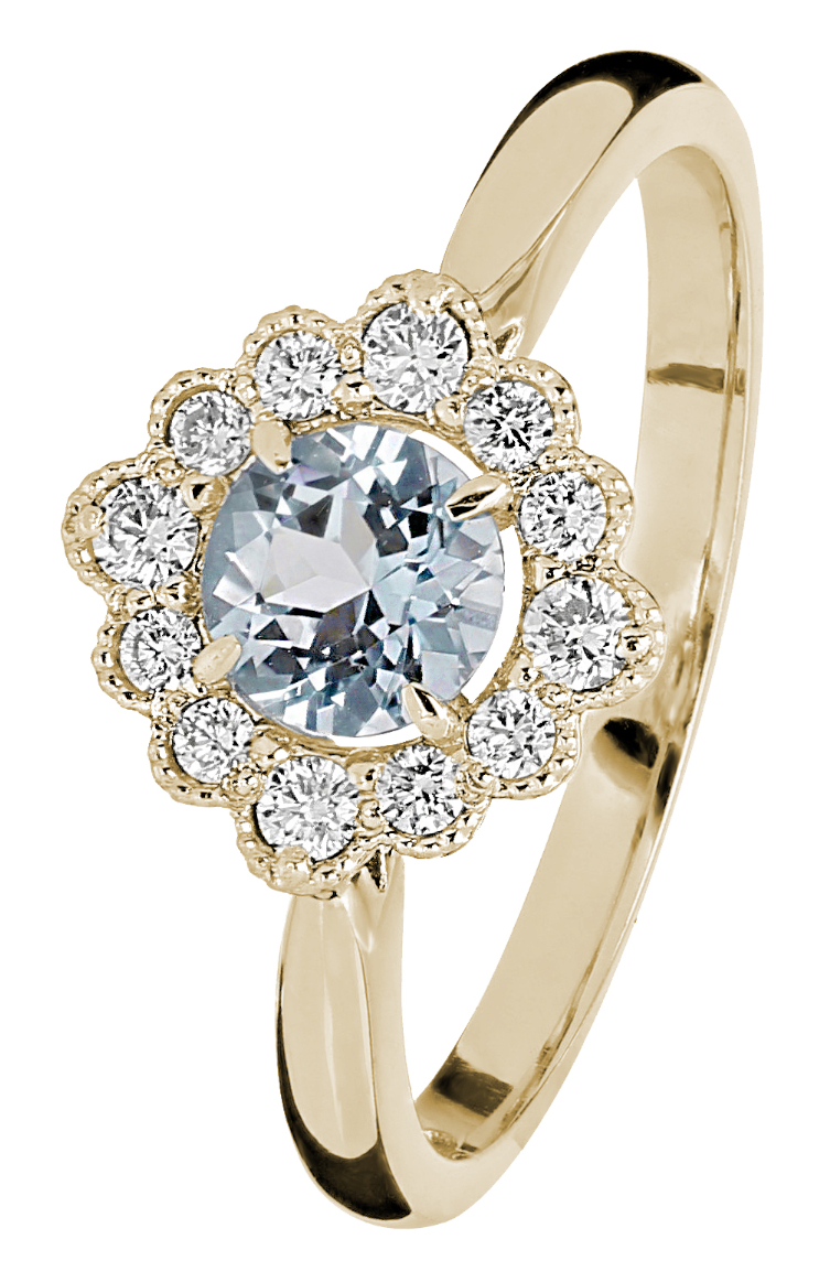 Kohinoor timantti-akvamariinisormus Bellis 033-616KA-16