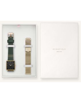 Rosefield lahjapakkaus sis. The Boxy black Forest rannekello ja musta nahkaranneke BFGMG-X237