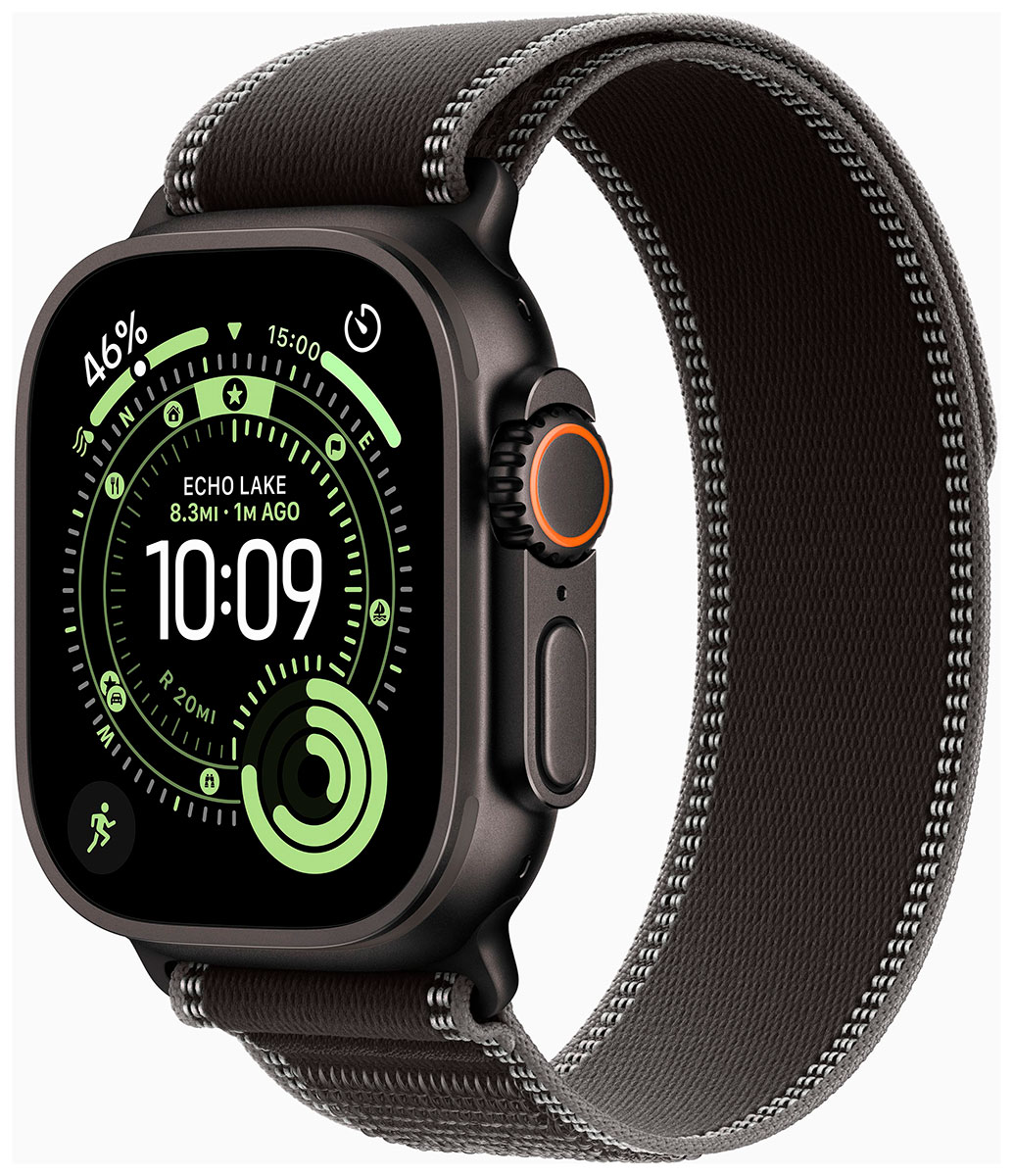 Apple Watch Ultra 3 GPS + Cellular 49mm Black Titanium Case with Black/Charcoal Trail Loop MF1H4KS/A