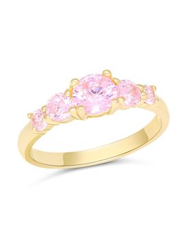 Kultakastesormus 14K sivukivellinen pinkki BR-1291pink