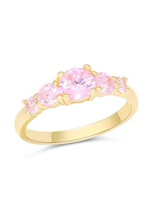 Kultakastesormus 14K sivukivellinen pinkki BR-1291pink