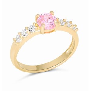 Kultakastesormus 14K sivukivellinen pinkki BR-8133Zpink main product photo