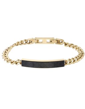 Lykka Strong kullanvärinen kuvioitu laattarannekoru mustalla laatalla 21cm