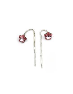 Hopeiset ketjukorvakorut pinkit zirkoniat C82 PINK
