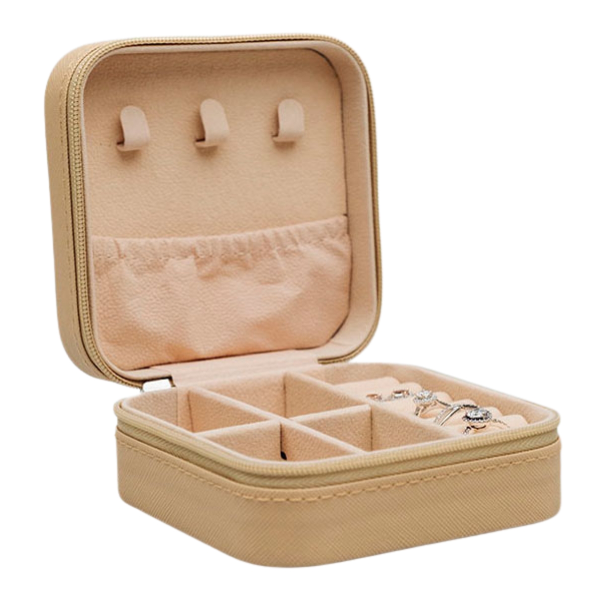 Lykka keinonahkainen beige neliö korurasia