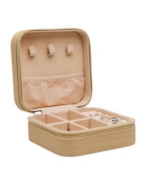 Lykka keinonahkainen beige neliö korurasia