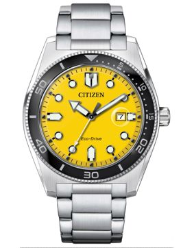 Citizen Marine Eco-Drive  3 Hands silver yellow AW1760-81Z
