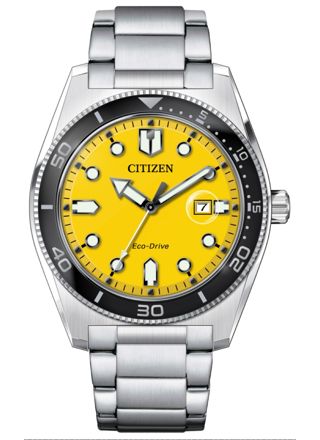 Citizen Marine Eco-Drive  3 Hands silver yellow AW1760-81Z