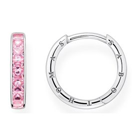 Orecchini Cerchio Creola mm 19 con Zirconi Rosa in ARGENTO 925 Orecchini Cerchio Creola mm 19 con Zirconi Rosa in ARGENTO 925