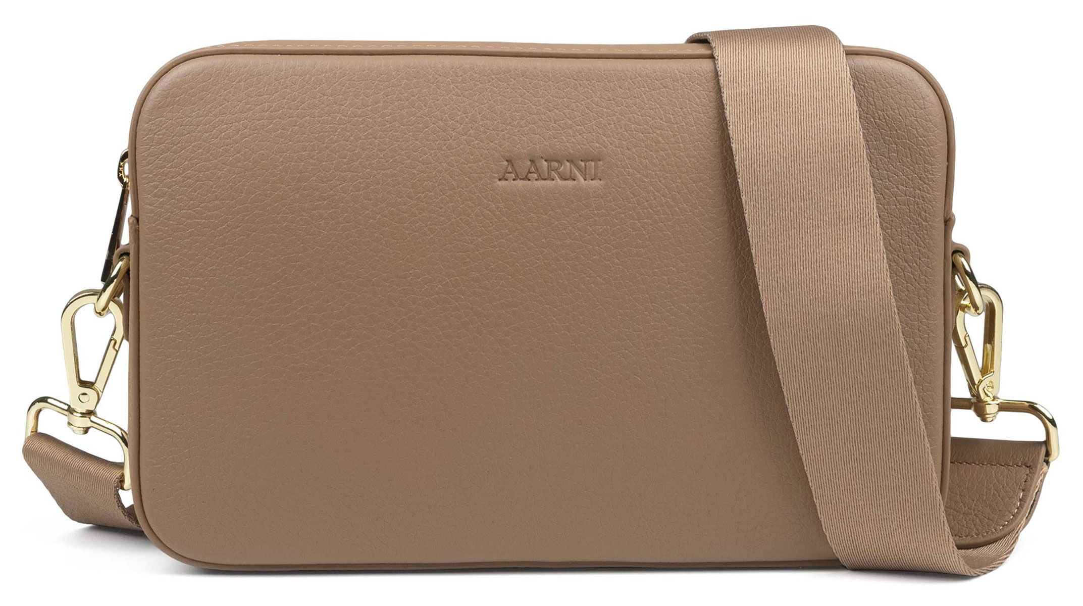 Aarni hirvennahkainen iso olkalaukku hiekka-kulta