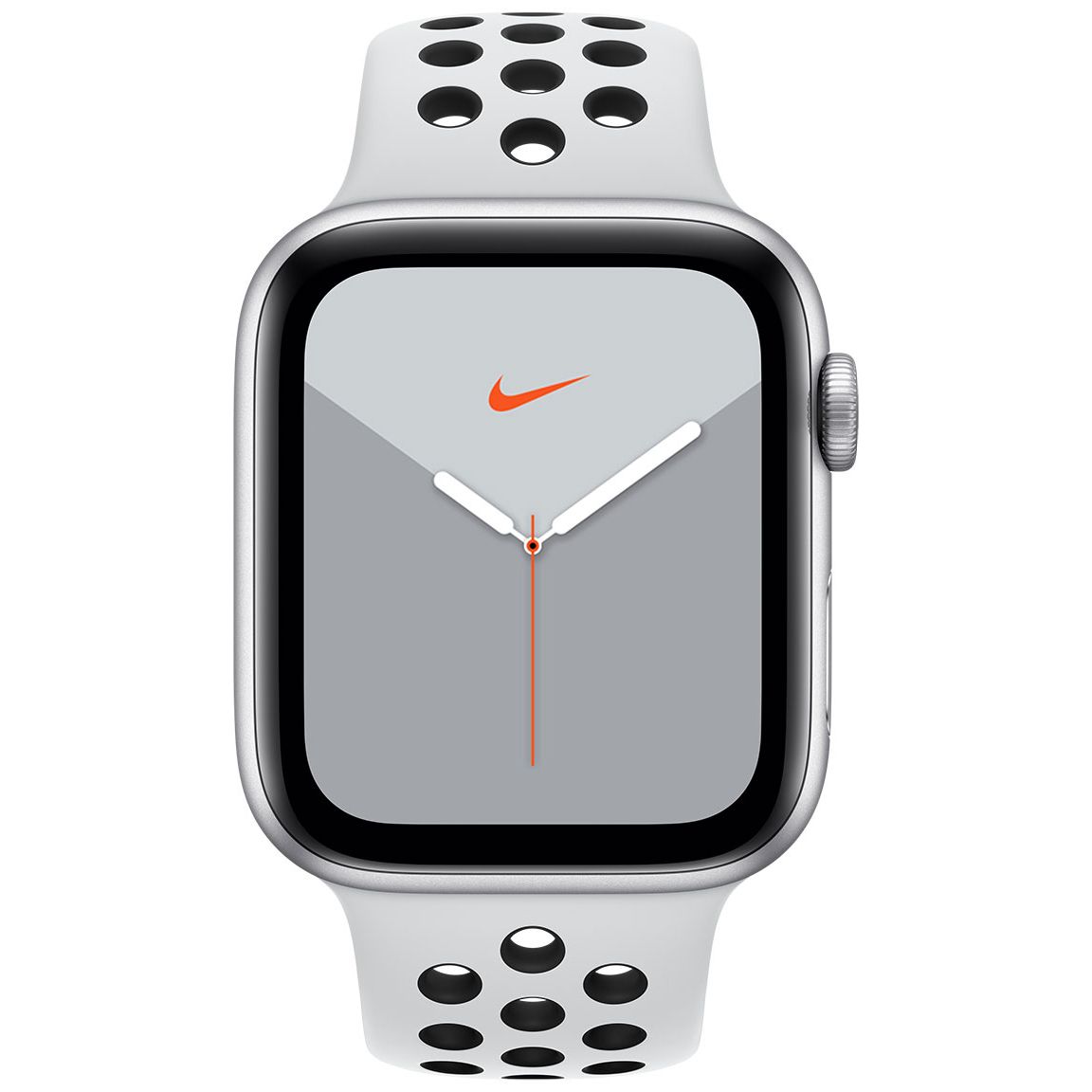 Apple Watch Nike Series 5 GPS + Cellular hopeanvärinen alumiinikuori 44mm  Pure Platinum/musta Nike urheiluranneke MX3E2KS/A - Keskisen Kello Oy