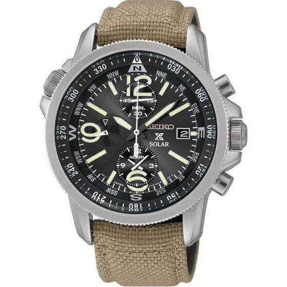 seiko prospex solar military alarm chronograph