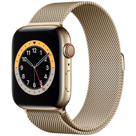 Apple Watch Series 6 GPS + Cellular kullanvärinen ruostumaton teräskuori 44  mm kullanvärinen milanolaisranneke M09G3KS/A - Keskisen Kello Oy