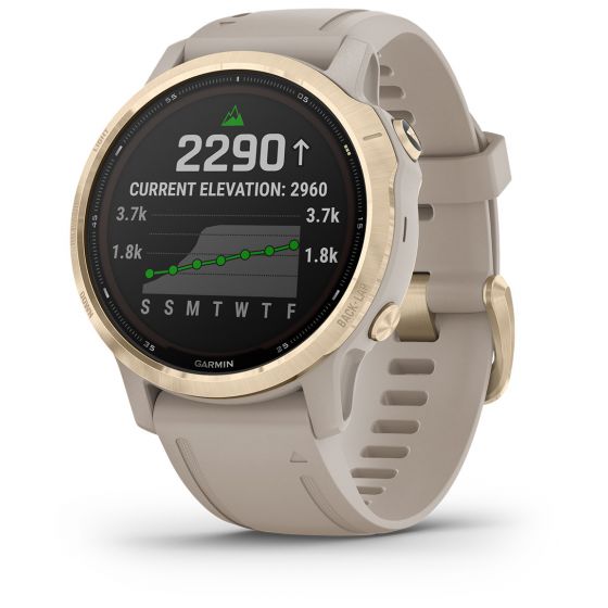 Garmin Fenix 6S Pro Solar Light Gold with Light Sand älykello 010-02409-11  - Keskisen Kello Oy
