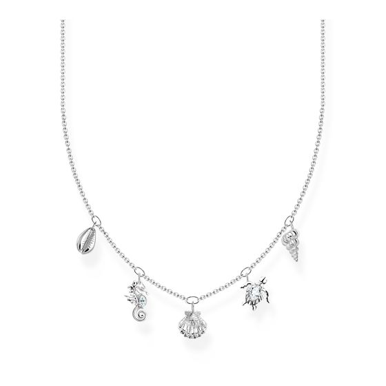 Collana Thomas Sabo Con Ciondolo A Conchiglia E Zirconi - Argento 925, Lunghezza Regolabile 40-45 Cm