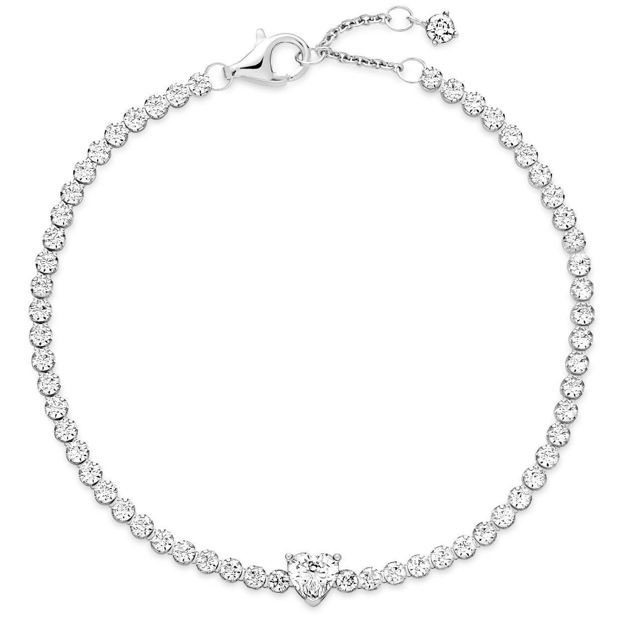 Pandora Sparkling Heart Tennis Bracelet rannekoru 590041C01 Keskisen