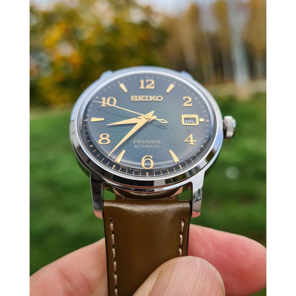 Seiko Presage SRPE45J1 Cocktail Time Mojito Made in Japan Automatic Green  Dial Brown Leather Strap Watch