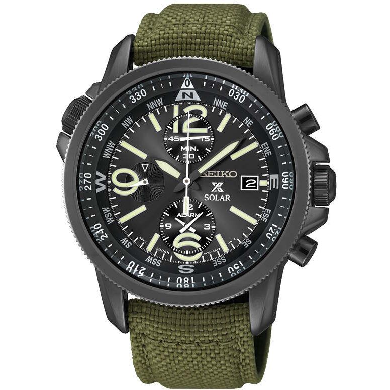 seiko prospex solar military alarm chronograph