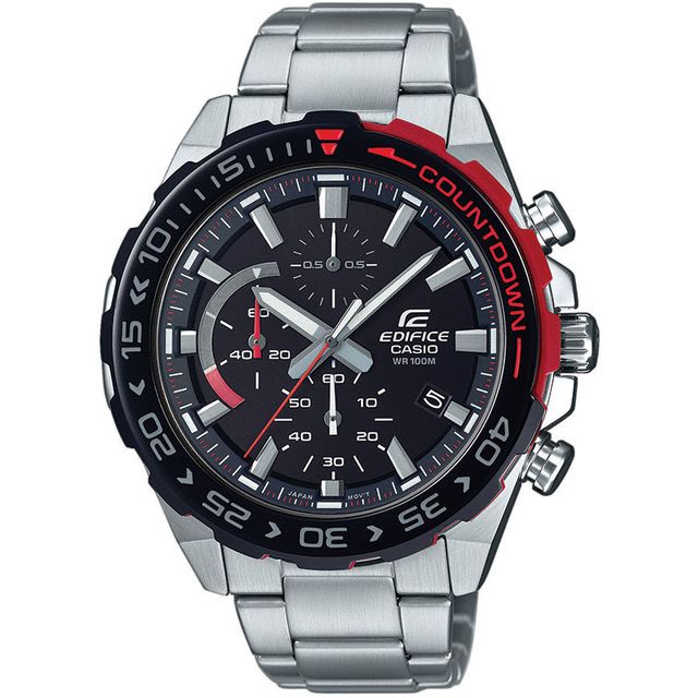 casio edifice countdown men's stainless steel bracelet watch