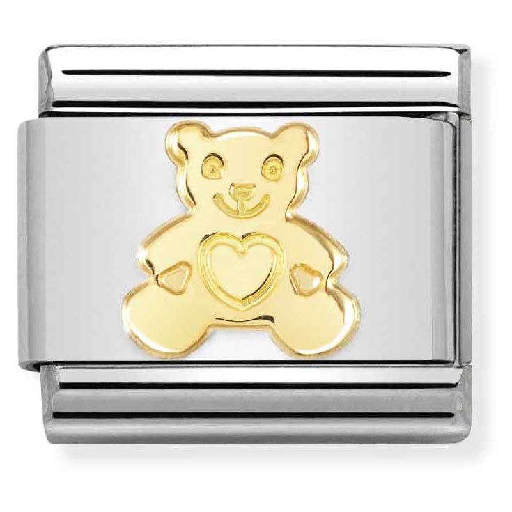 Nomination Classic Gold Animals White Stone Bear Charm main image 1