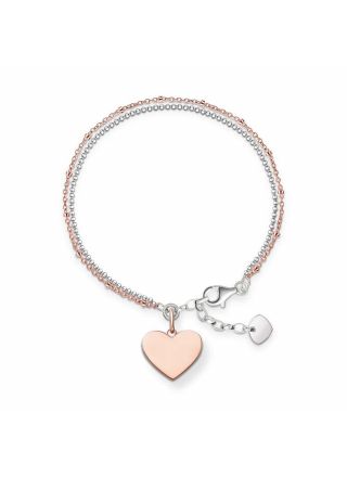 Thomas Sabo Collana Donna Love Bridge Cuore In Oro Rosa E Argento 925 - LBKE0004-415-12-L45v