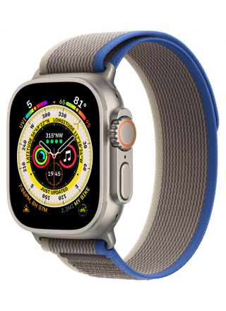 Apple Watch Ultra GPS + Cellular titaanikuori 49 mm sininen/harmaa Trail-ranneke - koko M/L MQFV3KS/A