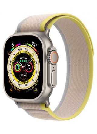 Apple Watch Ultra GPS + Cellular titaanikuori 49 mm keltainen/beige Trail-ranneke - koko M/L MQFU3KS/A
