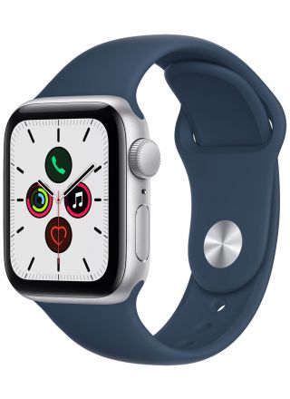 Apple Watch SE GPS hopeanvärinen alumiinikuori 40 mm syvänteensininen urheiluranneke MKNY3KS/A