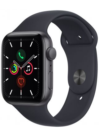 Apple Watch SE GPS tähtiharmaa alumiinikuori 44 mm keskiyö urheiluranneke MKQ63KS/A