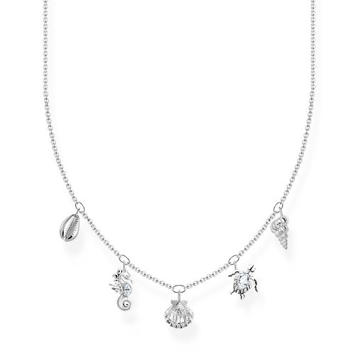 Collana Thomas Sabo Con Ciondolo A Conchiglia E Zirconi - Argento 925, Lunghezza Regolabile 40-45 Cm