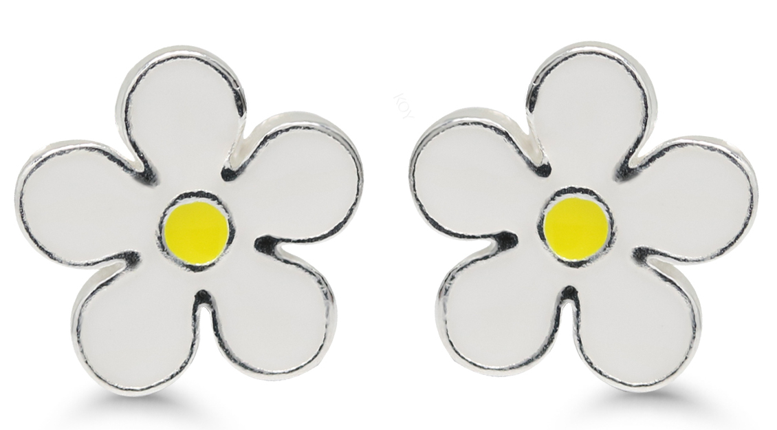 Hopeakorvakorut kukka emali DE-0500valk