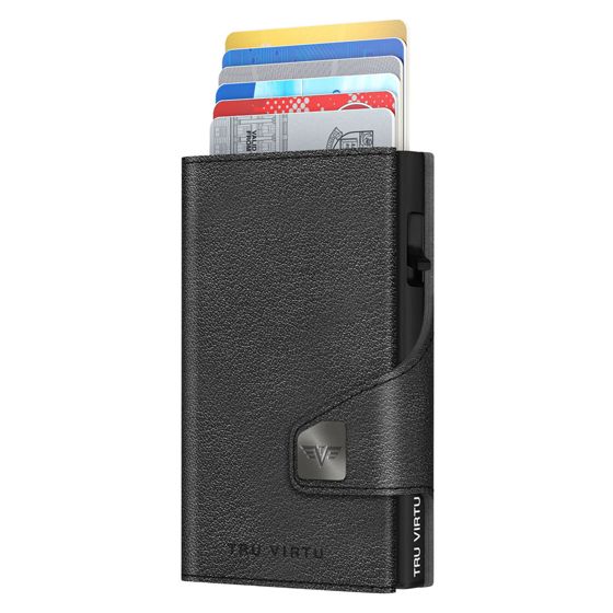 Tru Virtu Click & Slide Coin Pocket Nappa Black korttikotelo RFID
