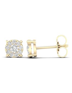 Lykka Elegance kultaiset timanttikorvakorut halo 5,3 x 2,8 mm