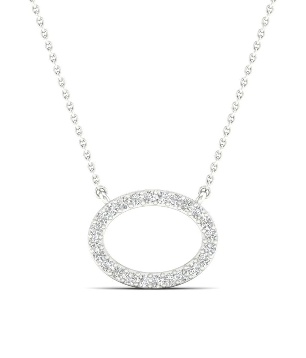 Lykka Elegance ovaali timanttikaulakoru valkokulta 42 + 3 cm