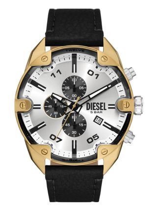 Diesel Spiked Chronograph Black leather strap DZ4671